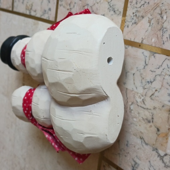 Vintage Snowman couple figurine/"carved wood" hand painted,, 5 1/2" tall..New. - Picture 7 of 12